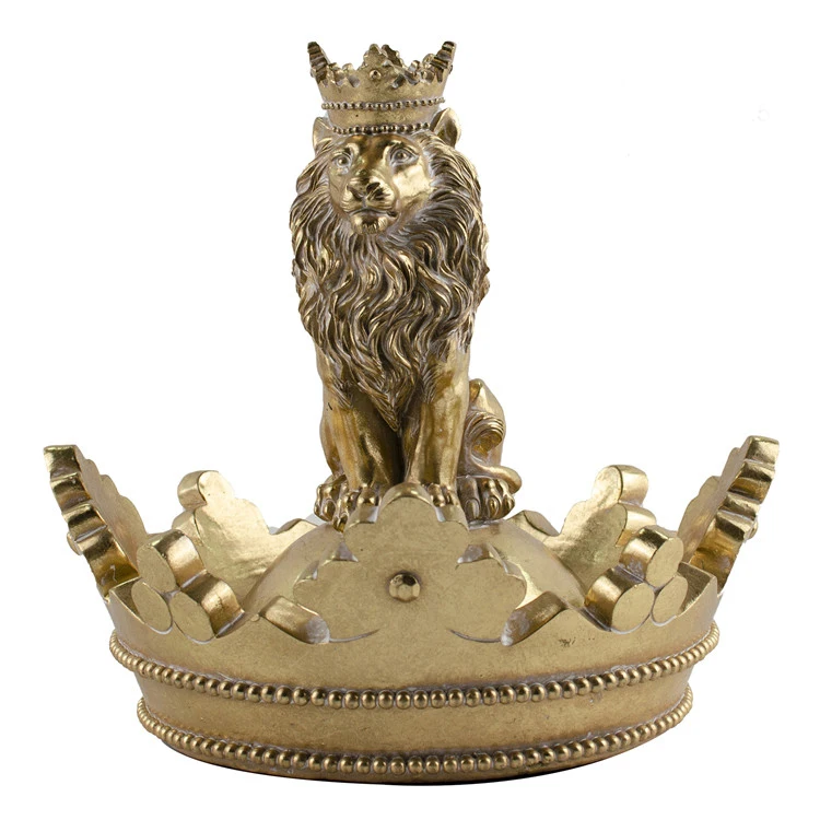 New Custom design bronze, animal sculpture for home decor metallic hot sale crown lion statues/