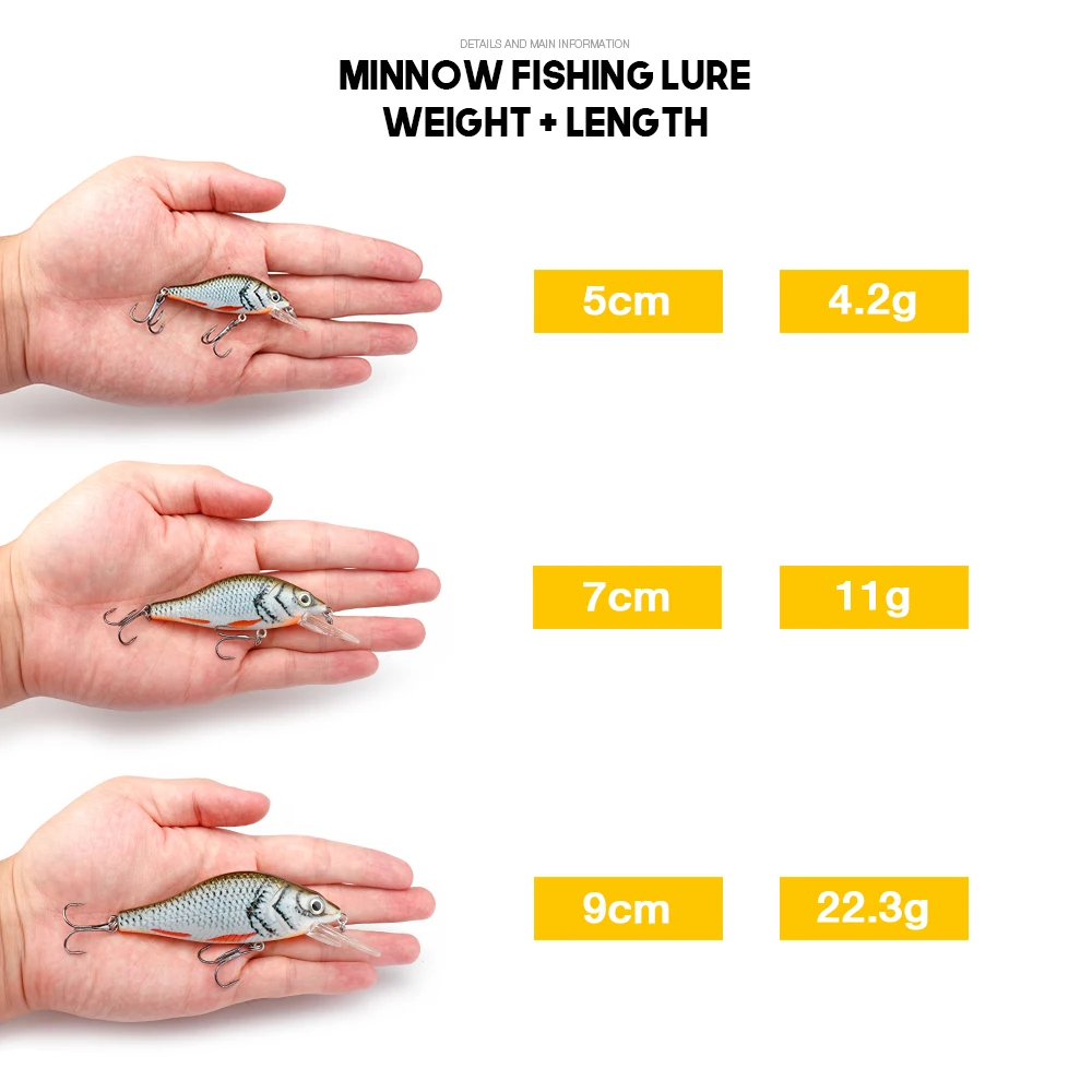 VTAVTA 5cm 7cm 9cm lifelike bass artificial lures fish hard crank baits fishing lures minnow