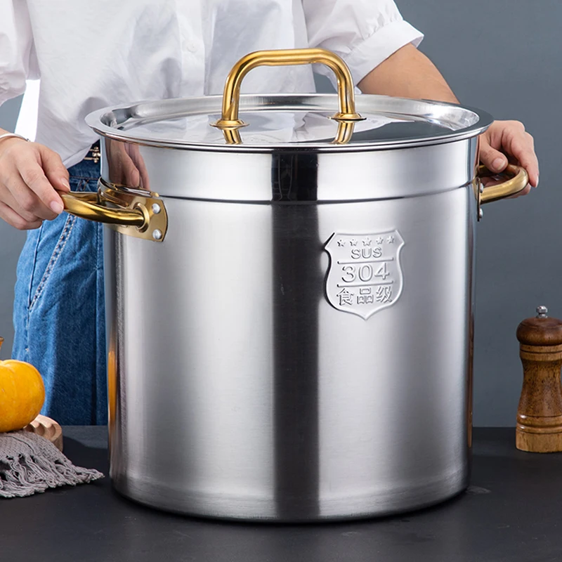 OEM ODM Thickened Stainless Steel Heat Insulated Soup Barrel Stainless Steel Kitchen Cooking Stock Pot