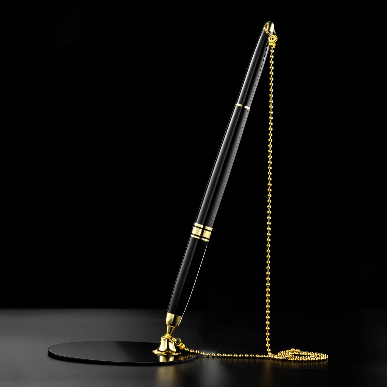 Оптовая продажа высокое качество стол блестящая черная серебряная Золотая часть покрытая верхней ручкой набор металлических ручек с логотипом для