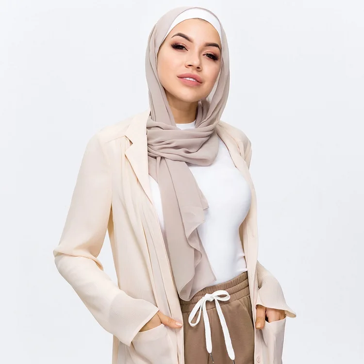 2020 сверхдлинный простой шифоновый шарф хиджаб