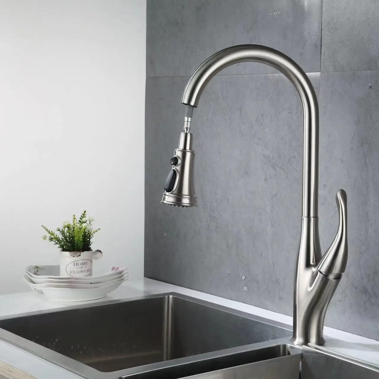 TMOK Factory Price Ss Stainless Steel 304 Tap Kitchen Mixer Pull Out Down Sink Faucets