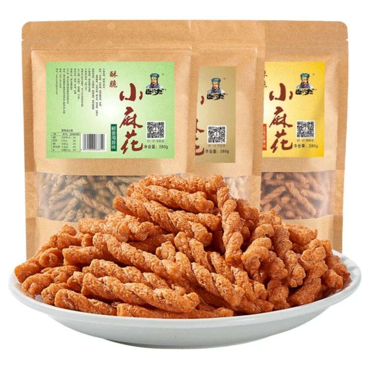 Рекламная Хрустящая Жареная крученая тесто, закуска для офиса, вкусная закуска в пакете