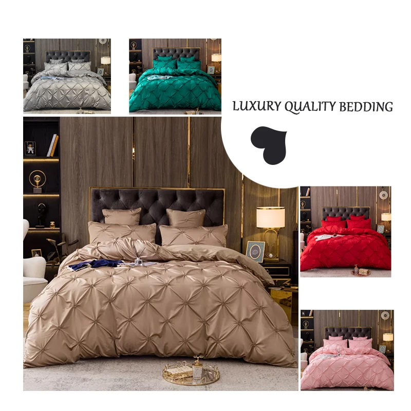 Luxury 100 Cotton Satin Bedding Duvet Cover Bed Sheet Set King Bedding Set Quilt Cover Soft Bed Linen