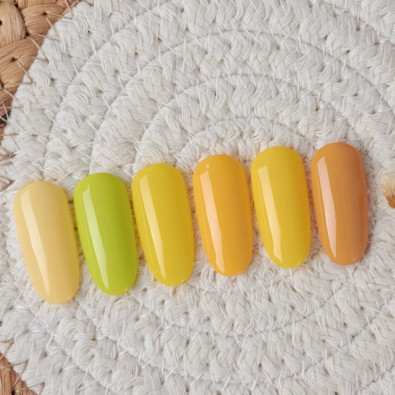 Frenshion China Nail Art Manufacturernail Wholesale Free Sample OEM Yellow Color Gel Nail Polish 15ml Bottles Bulk Set