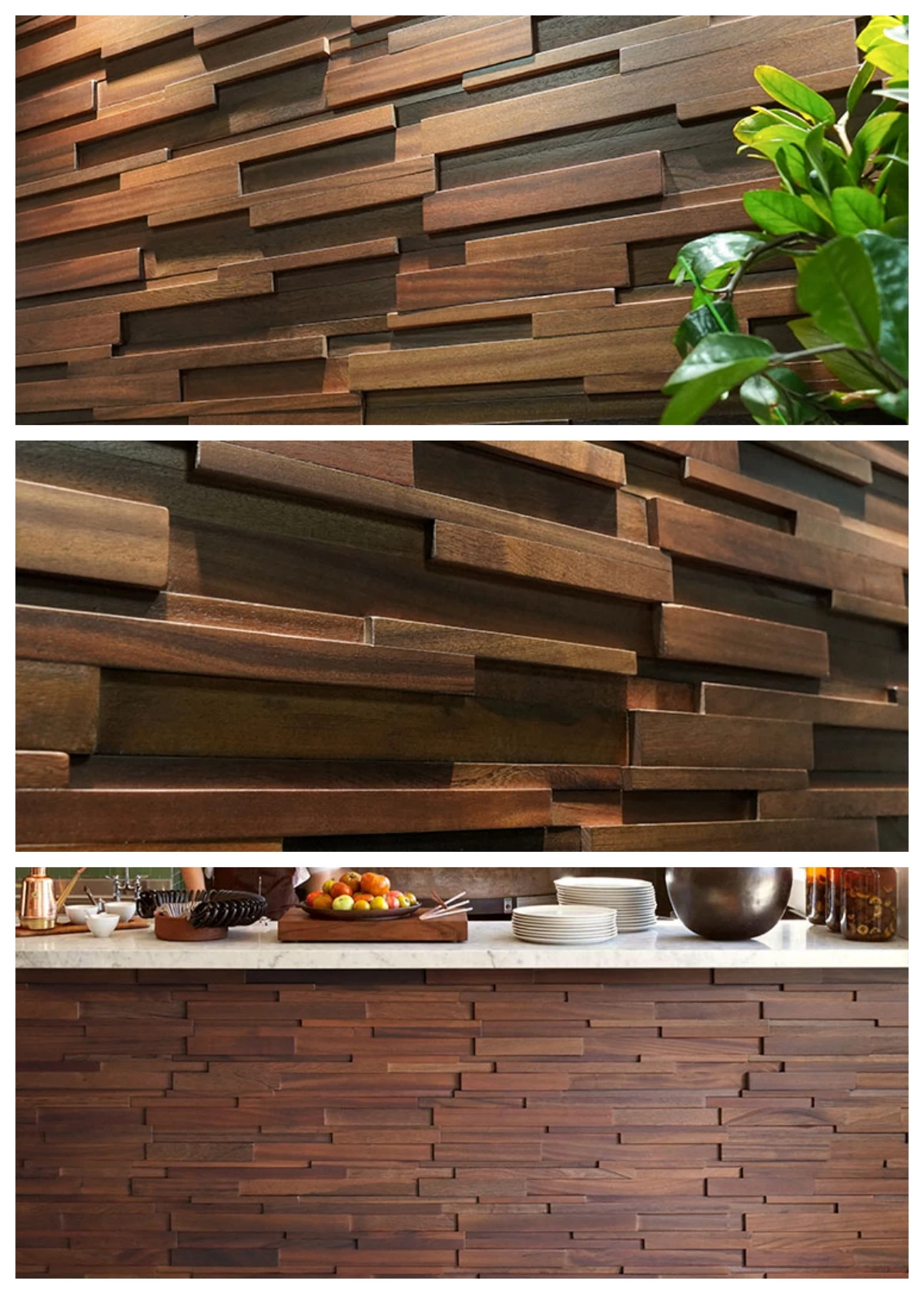 Walnut Wood Vertical Line Solid Wood Mosaic Background Wall Tiles Decorated With Wooden Mosaic