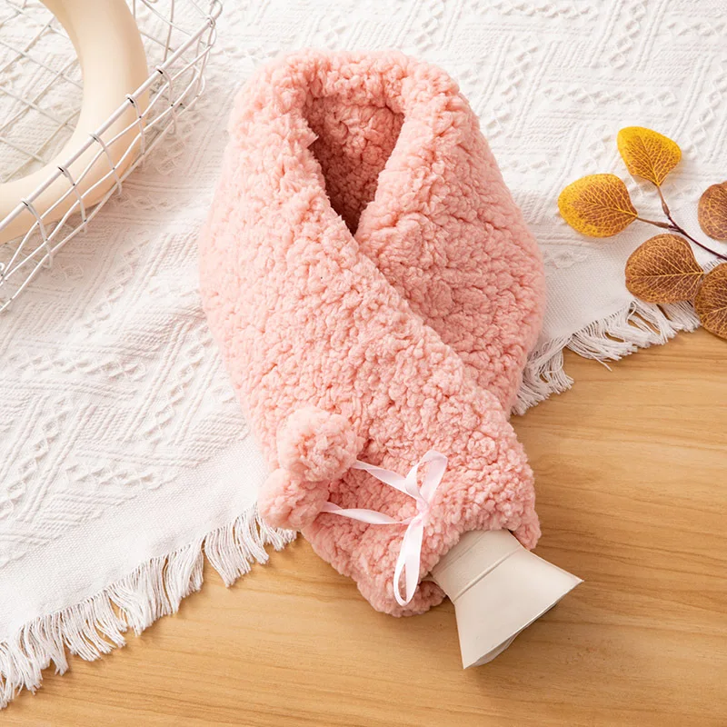 Cold-proof Warm Supplies Water-filling Long Rubber Hot Water Bottle  With Faux Fur Cover