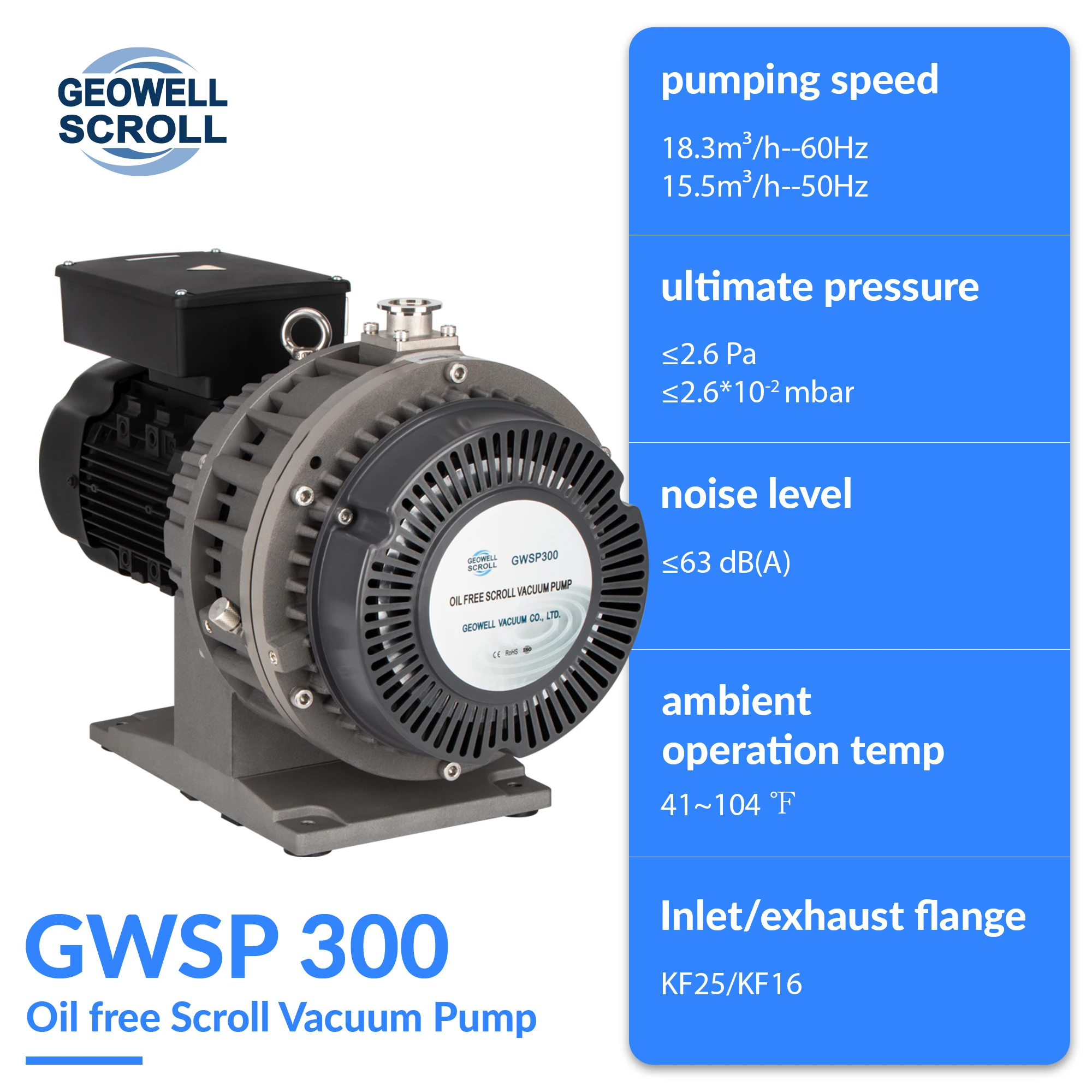 GWSP300 5.1L/s (60 Гц) 2 6 Па сухой спиральный насос для сканирующей электронной микроскопии