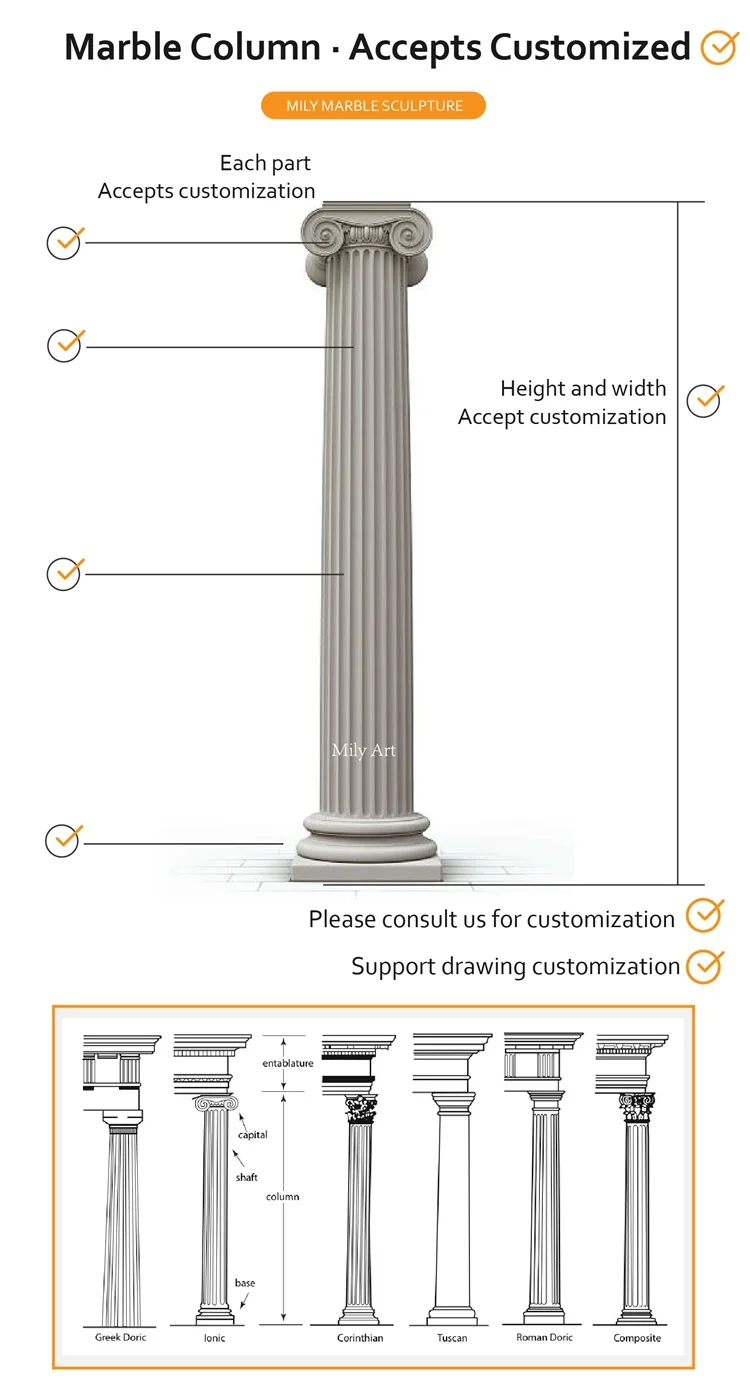 Pillars Natural Stone Marble Roman Column