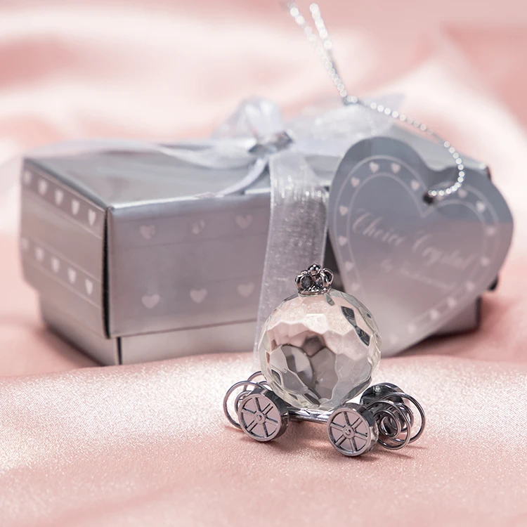 Factory manufacturing Baby shower gift souvenirs Crystal glass Pumpkin carriage wedding Silver crystal Cinderella carriage