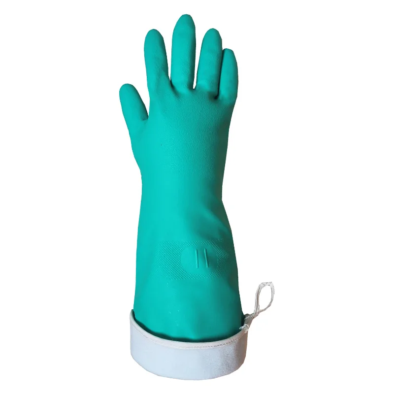 DHL645 - Green Nitrile glove with long cuff and sponges liner Gloves