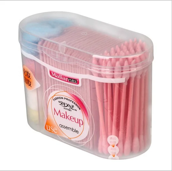 Three in one paper stick/cotton pad/cotton ball in one plastic box