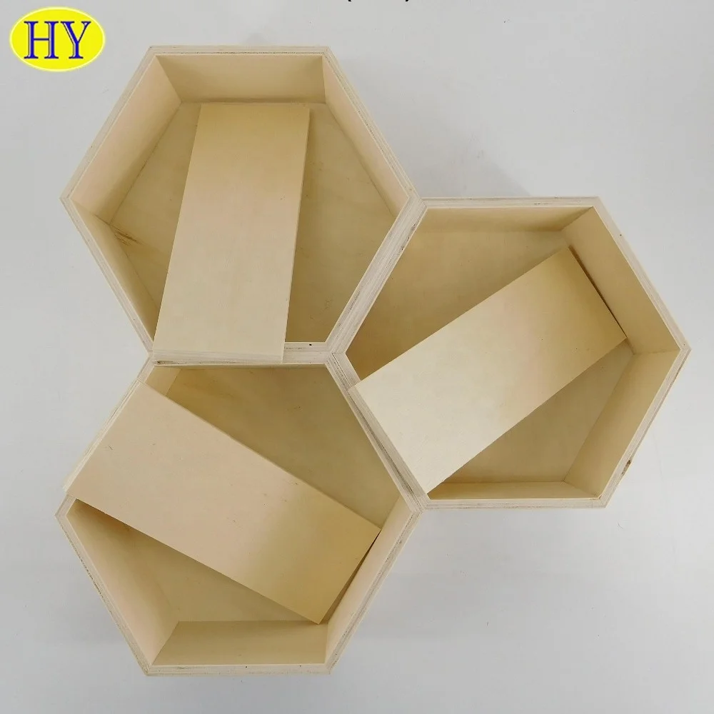 Подвесная Шестигранная сотовая кубическая деревянная настенная плавающая полка на заказ