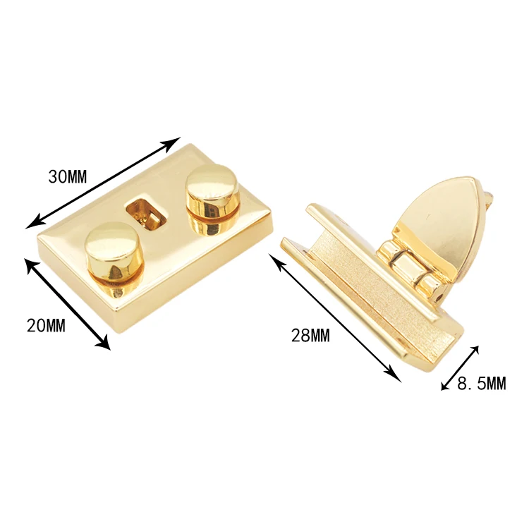 Hot New Products Gold Plated custom zip Zinc Alloy accessory  Push Button Lock For Jewelry Box bag