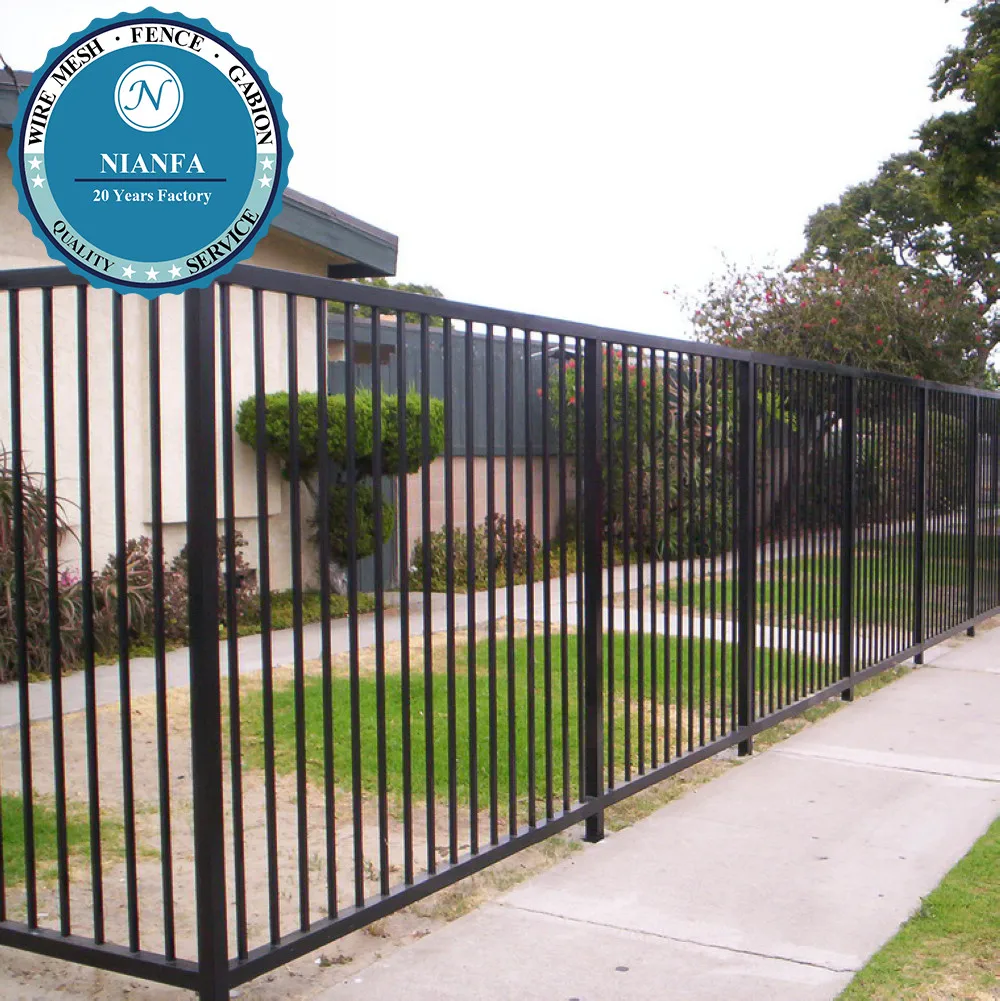 Custom Iron Pool Fence Metal Frame with Powder Coating Nature Pressure Treated Wood for Swimming Pool Fencing
