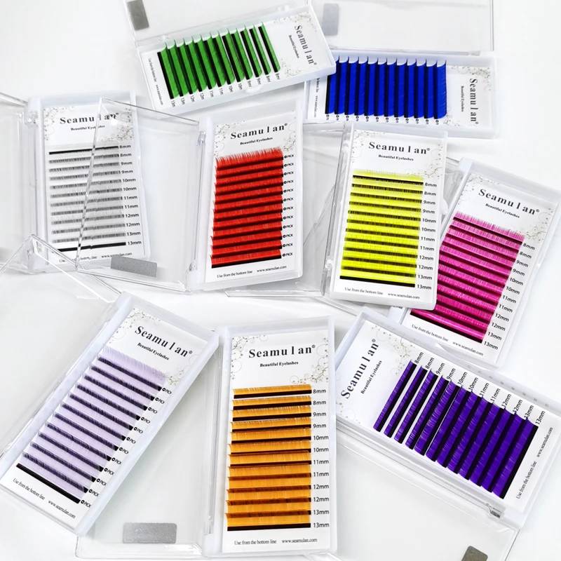 Wholesale Different Lashes 3D Curl Russian Custom Colorful Mink Lash Extention Colores 2022 Color Lashes