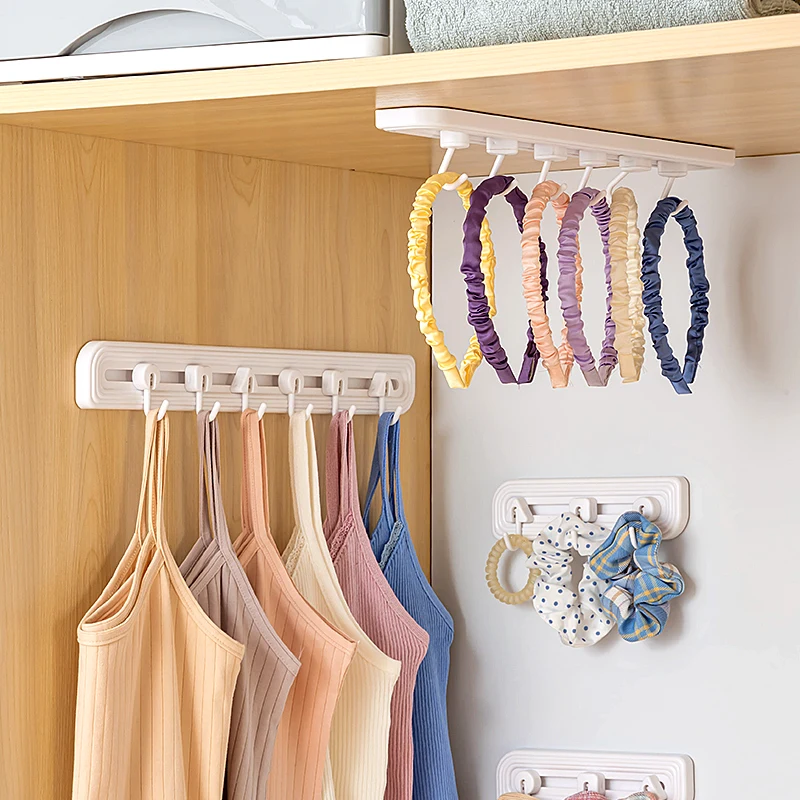 Wall Mounted Cabinet Hooks Plastic Clothes Hats Hanger Adhesive Wall Slippable Hook For Towel Wall Hanging Home Accessories