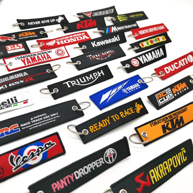 Motorcycle Keychain Fabric Embroidery Keyring  Motor Scooter Truck Biker Gift