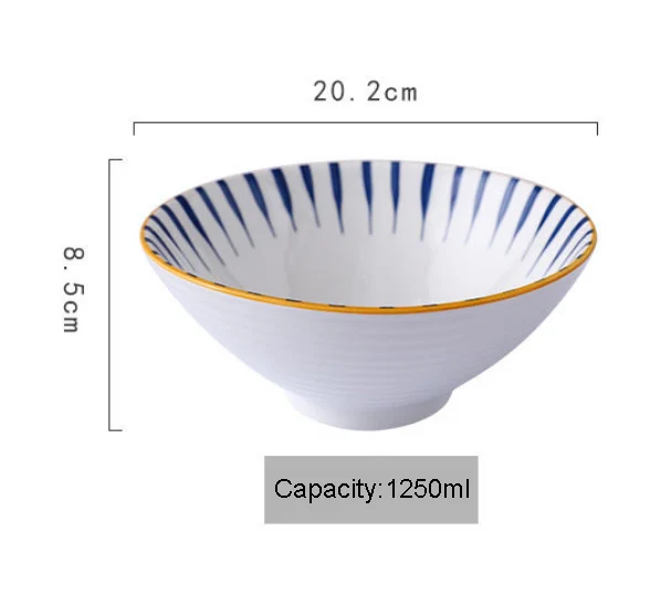 Factory Direct Japanese Korean Style 8 Inch Hand Painted Porcelain Rice Ramen Bowl