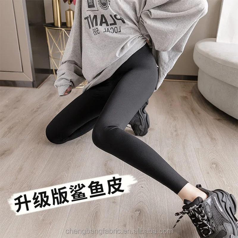 2023 Winter season black color winter nylon stretchy sherpa fleece thick tight leggings for lady