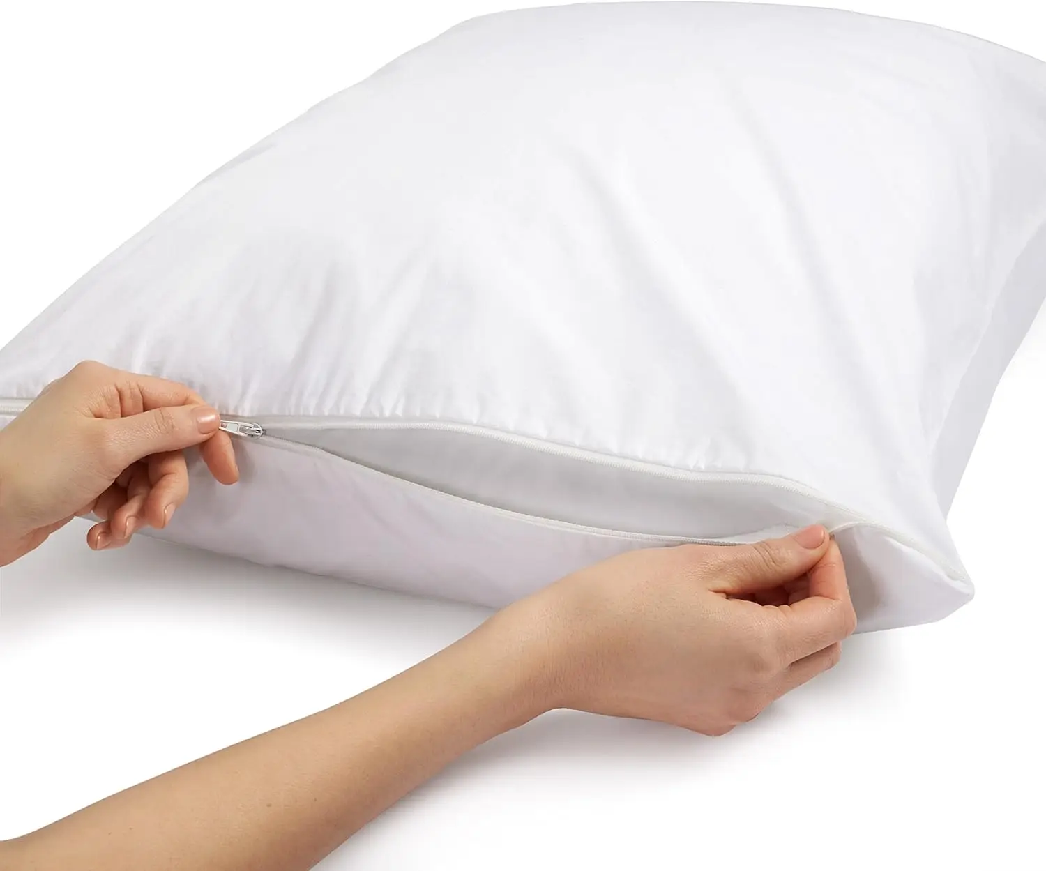 100% Cotton Hypoallergenic Body Pillow protectors with zipper, Standard size - White (55 x 21 inches), Pillows Not Included