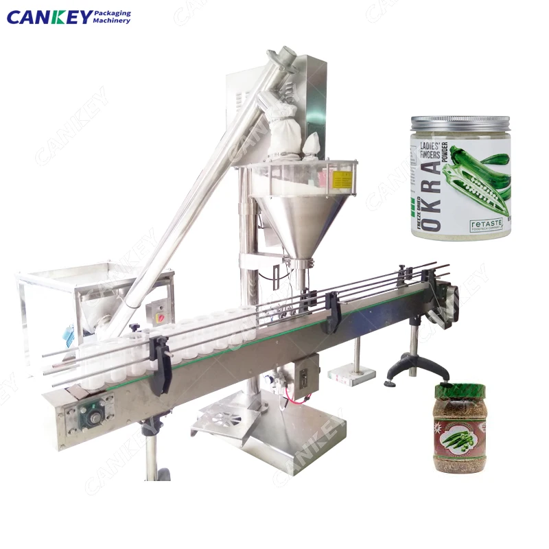 100G Okra Lime Powder Filing Spice Bottle Filling And Packing Machine