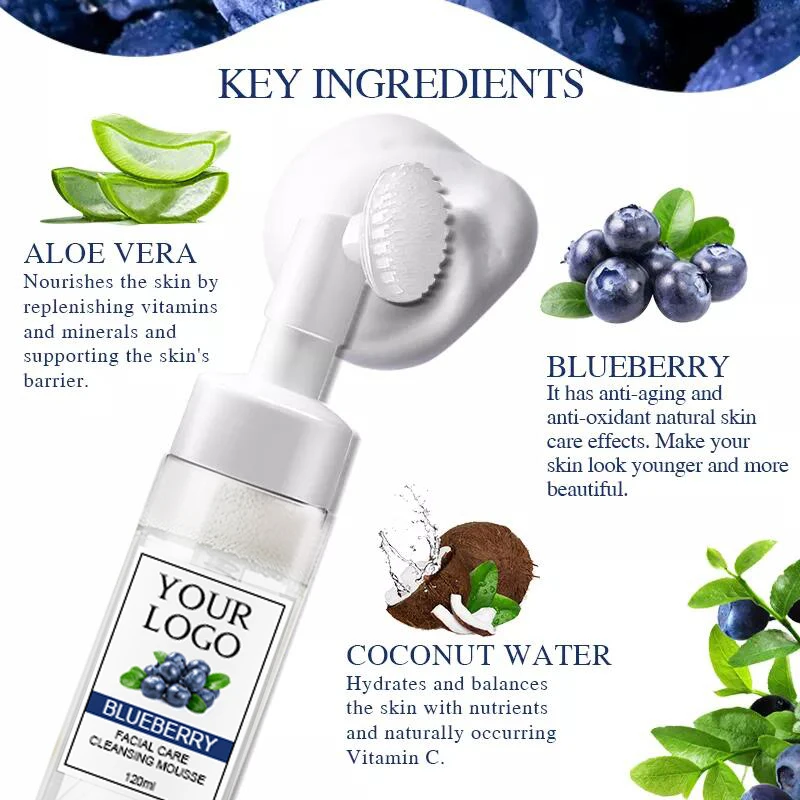 120ML Facial Cleanser Deep Cleansing Skincare Own Brand Organic Moisturizing Anti Acne Foam Cleanser
