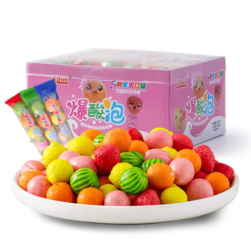 Wholesale Novelty Candy Sour Bubble Gum Lemonade Peach Flavor 5 Fruit Flavor Bubble Gum