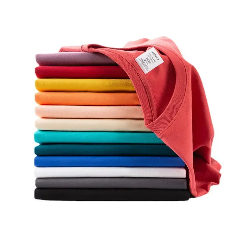 260g Heavy Weight Long Staple Cotton Drop Shoulder Fashion Thickened Combed Short Sleeve Loose Bottomed T-shirt