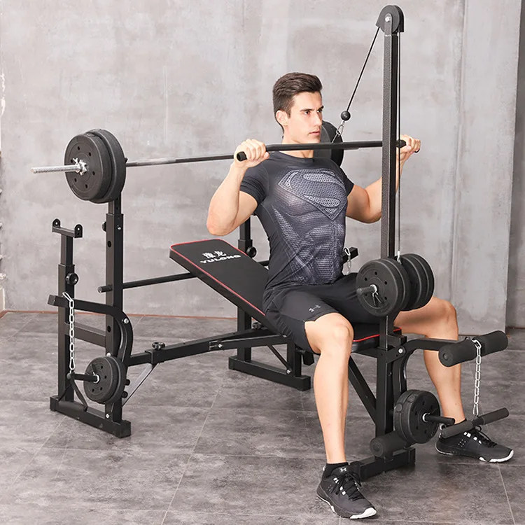 
Hot sale home fitness equipment multi adjustable gym weight sit up bench and barbell rack 