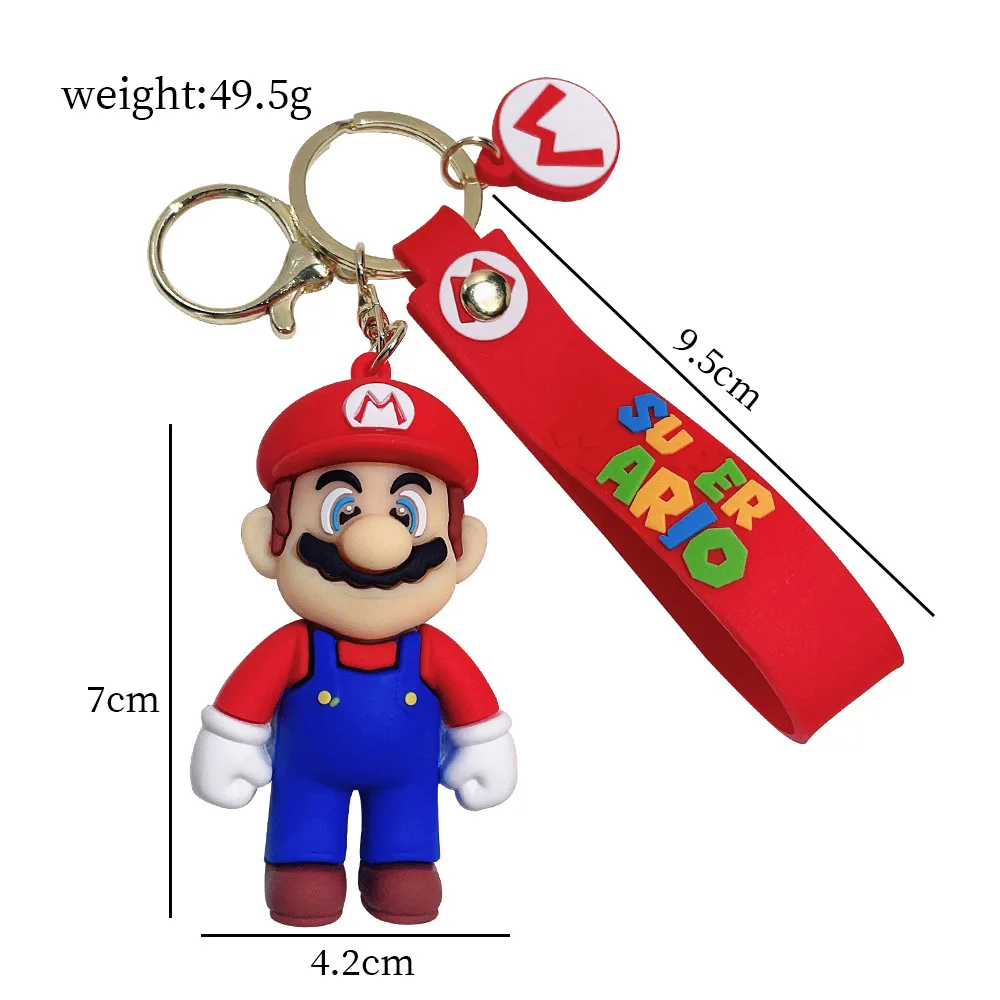 Custom Metal Keychain Mario Rubber Key Chains Cute Anime Keychain Anime Character Keyring Bag Pendant Keyring