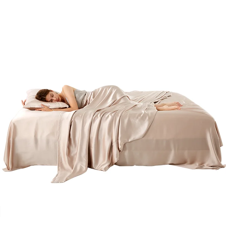 Factory wholesale silk quilt cover king size 100% mulberry silk sheets bedding set 6A silk fitted sheet