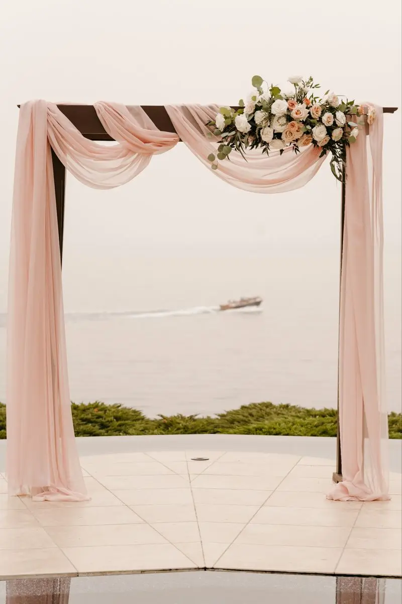Wholesale dusty rose chiffon drape curtains wedding ceiling arch drapes