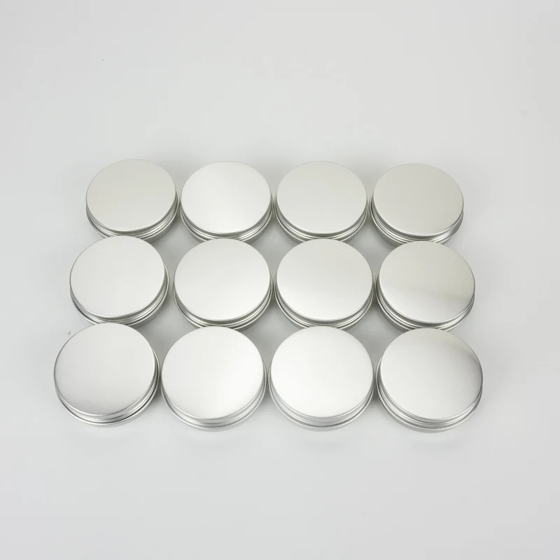 
60g 60ml 2 Ounce 2oz Silver Aluminum Jar Tins With Screw Lid Portable Makeup Skin Care Cream Tea Metal Sealed Packaging 2oz 