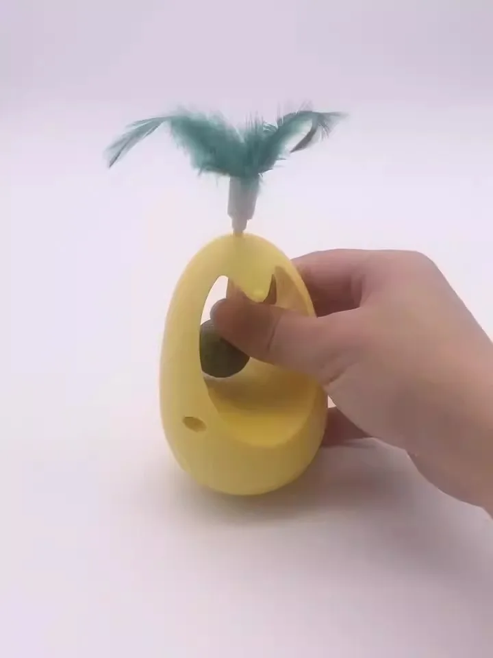 Funny Toy Indoor with Feathers Exercise Plaything Catnip Toys for Cats Tumbler Cat Toy with Edible Catnip Balls Interactive