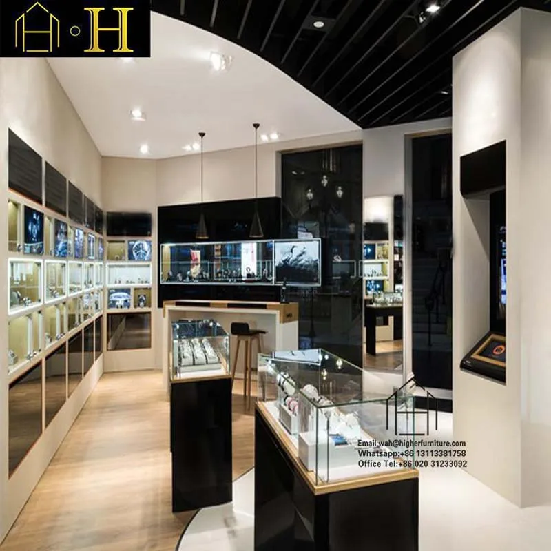 Simple Watch Store Equipment Wooden Glass Watch Display Cabinet And Showcase