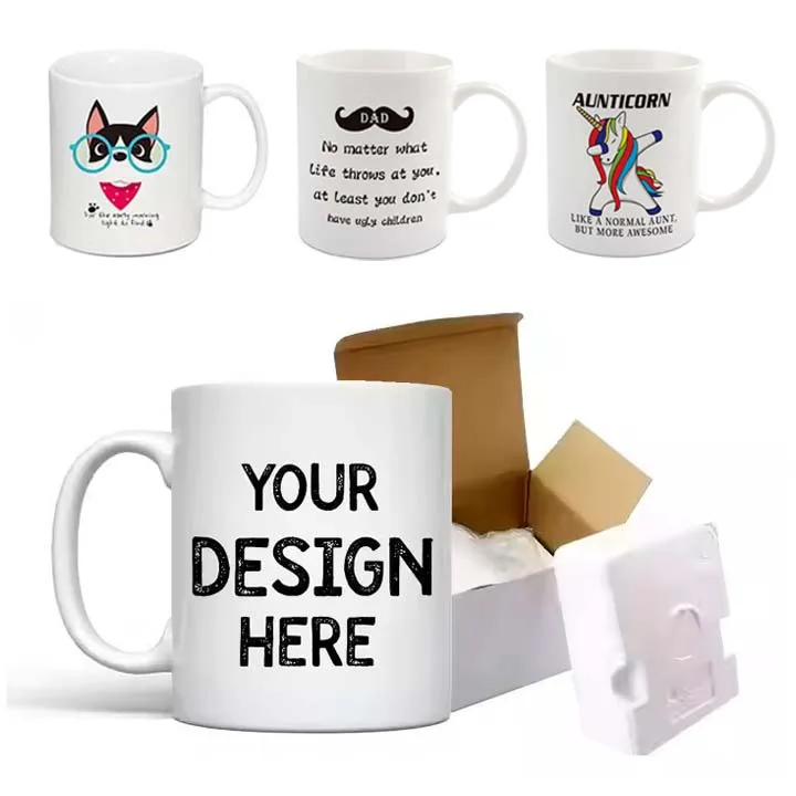 Wholesale Manufacturer 11 Oz Sublimation Mug Tea Water Cups Customized Picture Text Name Photo Printed Ceramic Coffee Mugs Gifts