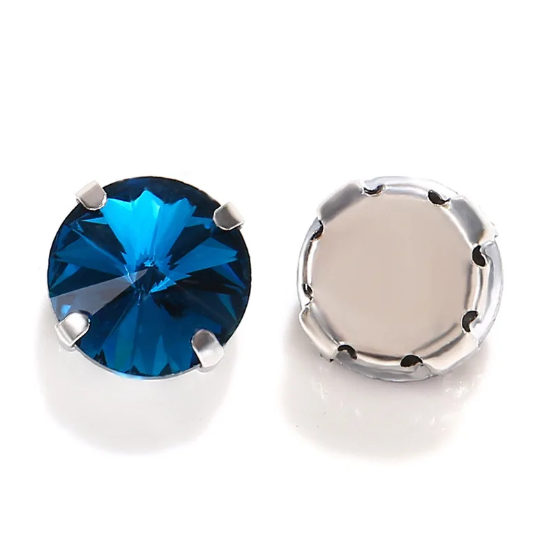 Wholesale Cheap Price Round Shape Multiple Colors Glass Sew Rhinestones With Claws Setting 14mm