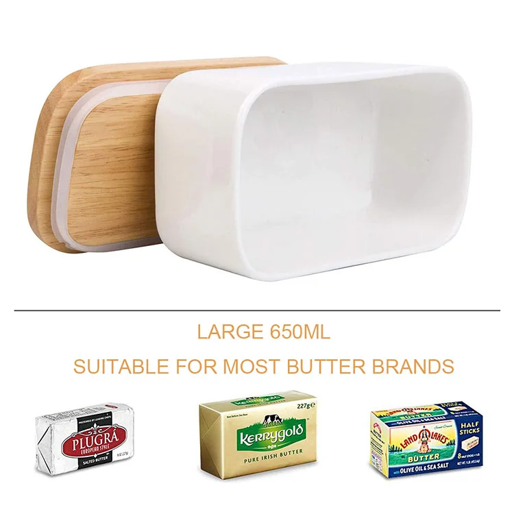 650ml Nordic Triangle Butter Box With Knife Lid Ceramic Container Cheese Food Tray Flat Dish