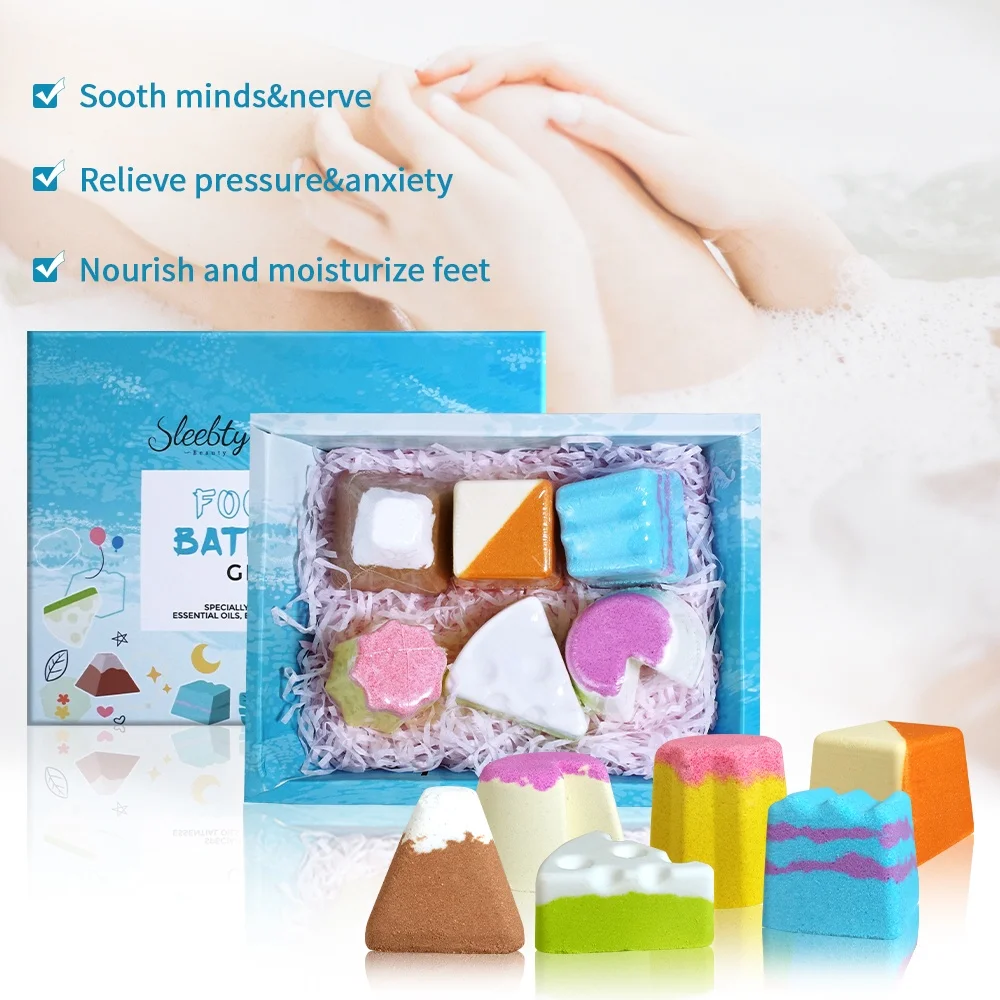 OEM Vegan Bubble Bath Supplies Softens Cuticles Callus Remover Organic Handmade Cupcake Fizzy Foot Soak Bath Bomb Set