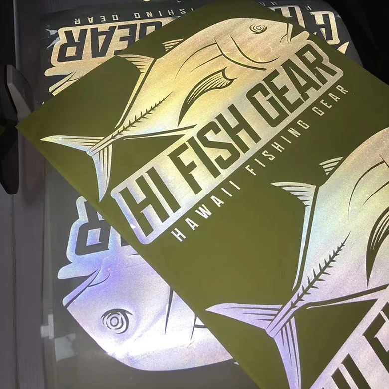 Wholesale designer design screen print printing heat press iron on label reflective vinyl heat transfer stickers for clothes
