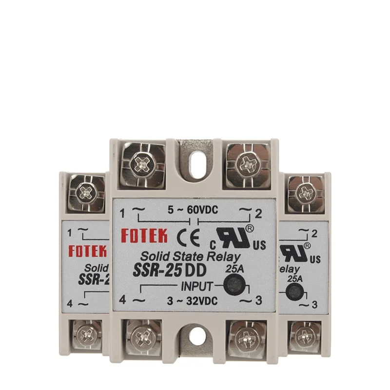 SSR -10DD/25DD/40DD DC Control DC SSR White Shell Single Phase Solid State Relay 5~60VDC TO 3~32VDC