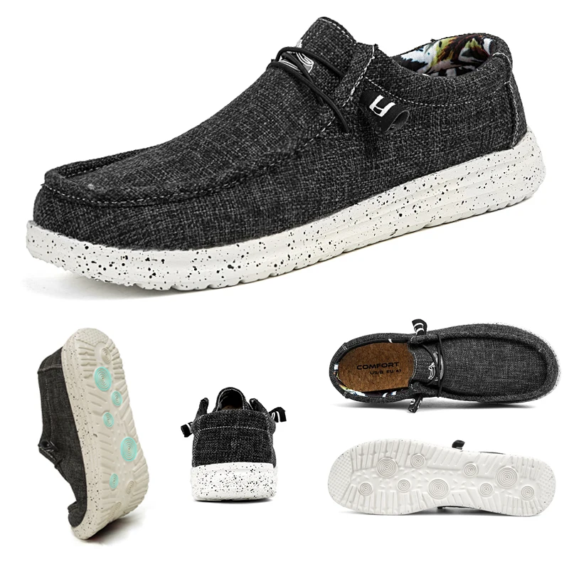 Туфли мужские на мягкой подошве, повседневные холщовые, без застежки, Эва, удобная обувь для отдыха