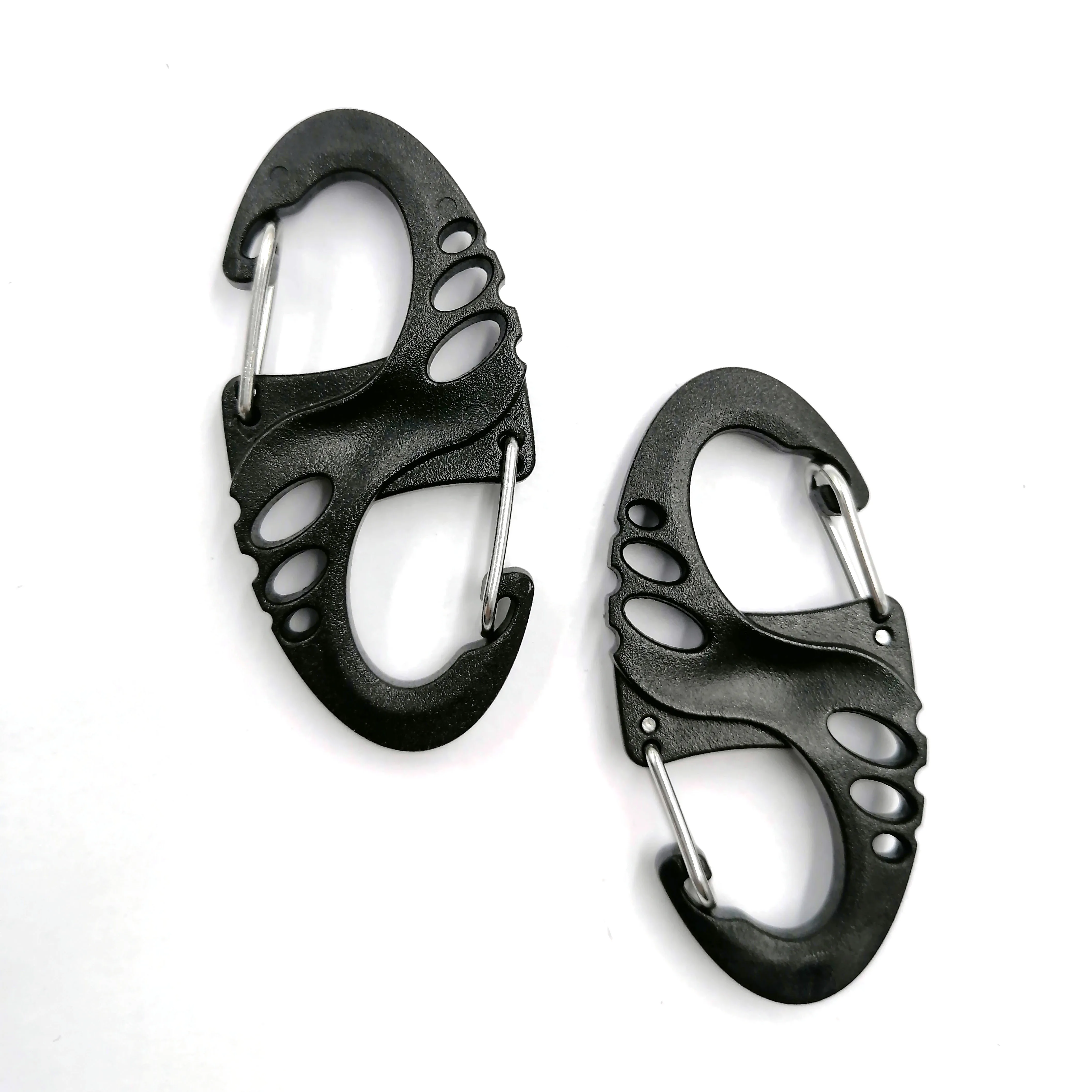 Customized Auto Locked Hook Buckle Plastic S Carabiner Paracord Clips Hook for Survival Bracelet Keychain