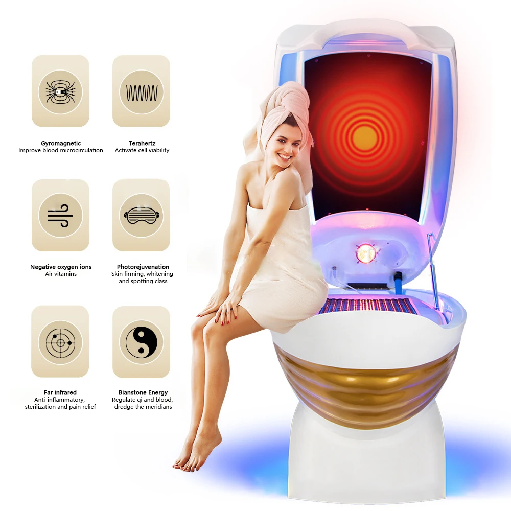 Lay Down Low EMF Powerful Hot Heated Infrared Photon Therapy Dry Sauna Capsule Pod with Massager