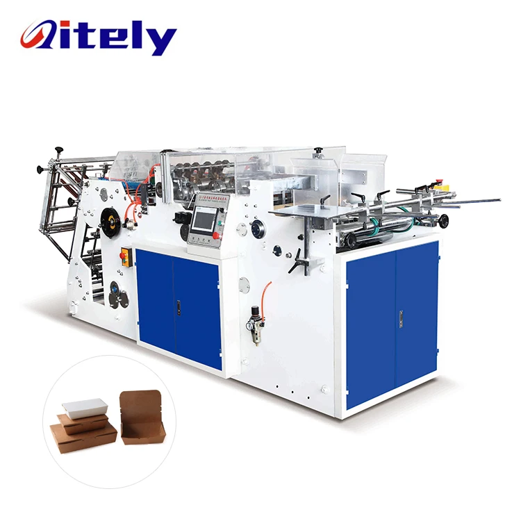 China Manufacturer Fully Automatic Disposable Food Burger Paper Box Making Machines
