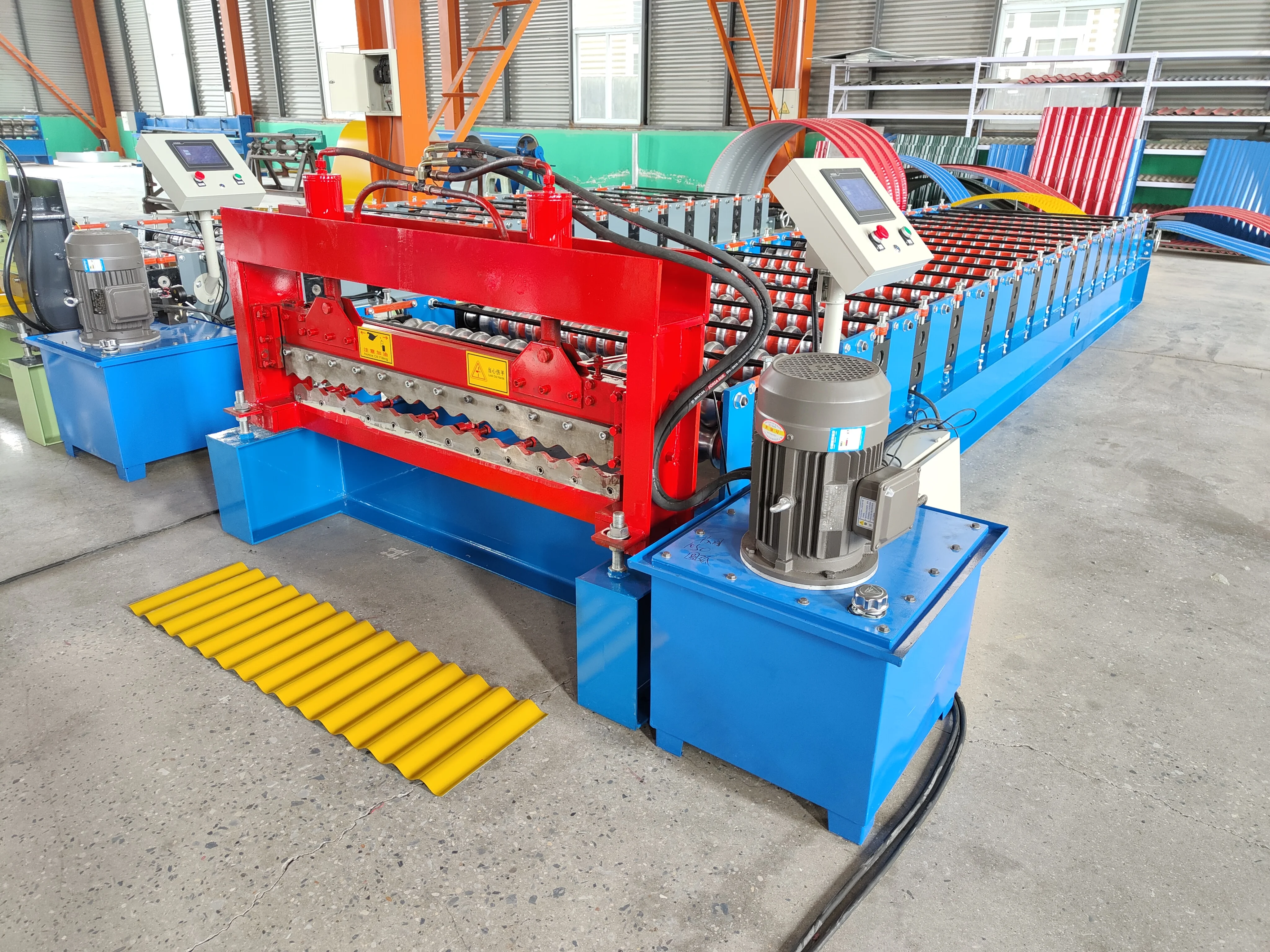 0.3mm -0.8mm 1250mm Width Color Steel PPGI Zinc Roof Sheet Corrugated Roll Forming Machine Corrugated Wavy Making Machine