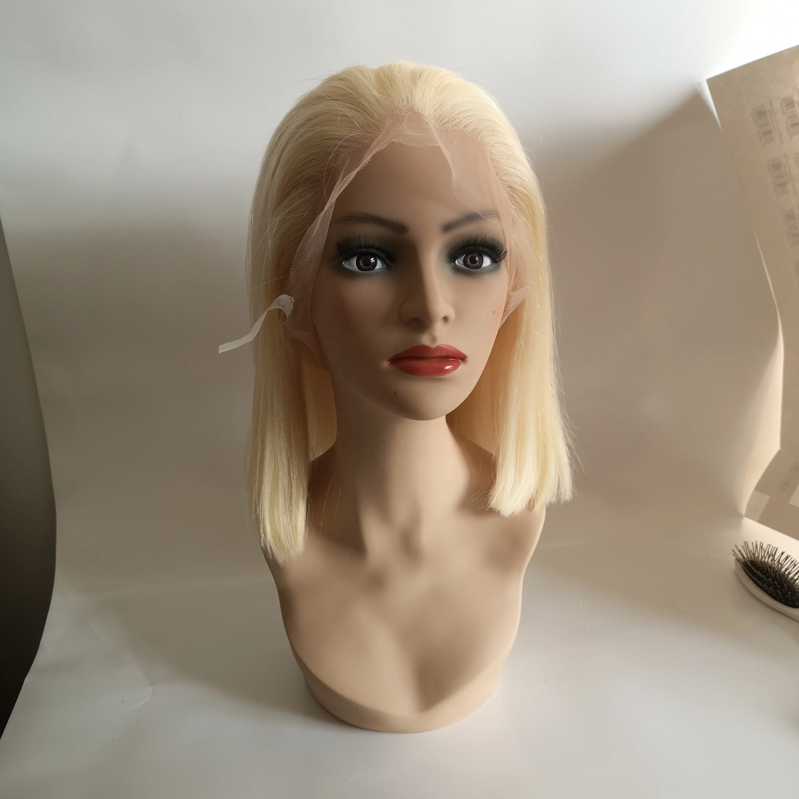 BOB Human Hair Lace frontal  Wig Remy European Hair Lace Wig Light Blonde