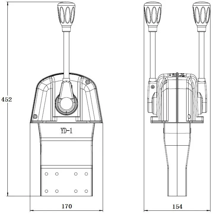 Maine engine throttle lever for boats, ships