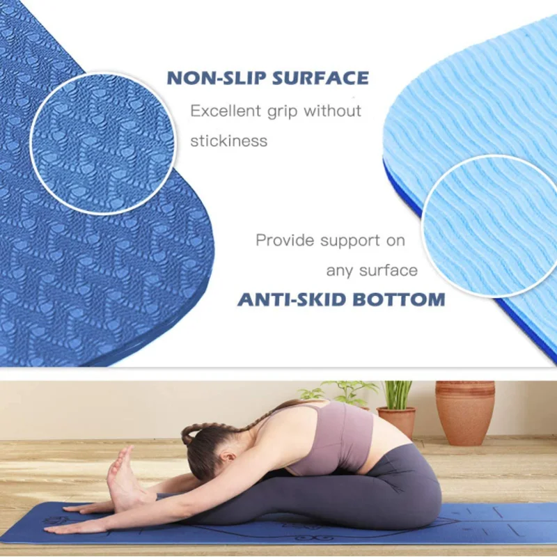 2023 TPE Yoga Exercise Mat 6mm Home Fitness Anti Slip TPE Yoga Mat With Custom Logo
